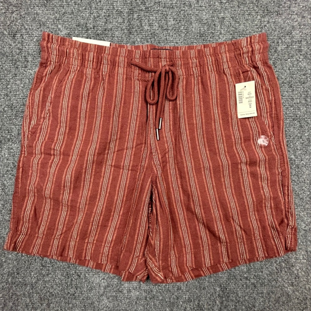 Aeropostale All Day Jogger Shorts Mens Small Rust Red Striped 6.5" Linen